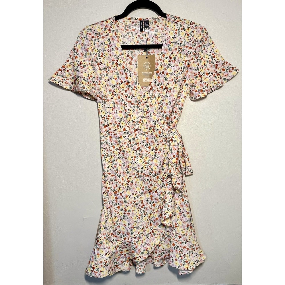 Vero Moda Henna Frill Mini Wrap Dress Women's Size Small Floral Polyester NWT